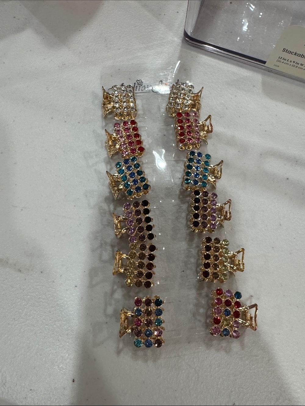 Gold Multicolor Crystal Hair Claw Clips - Women Jewelry